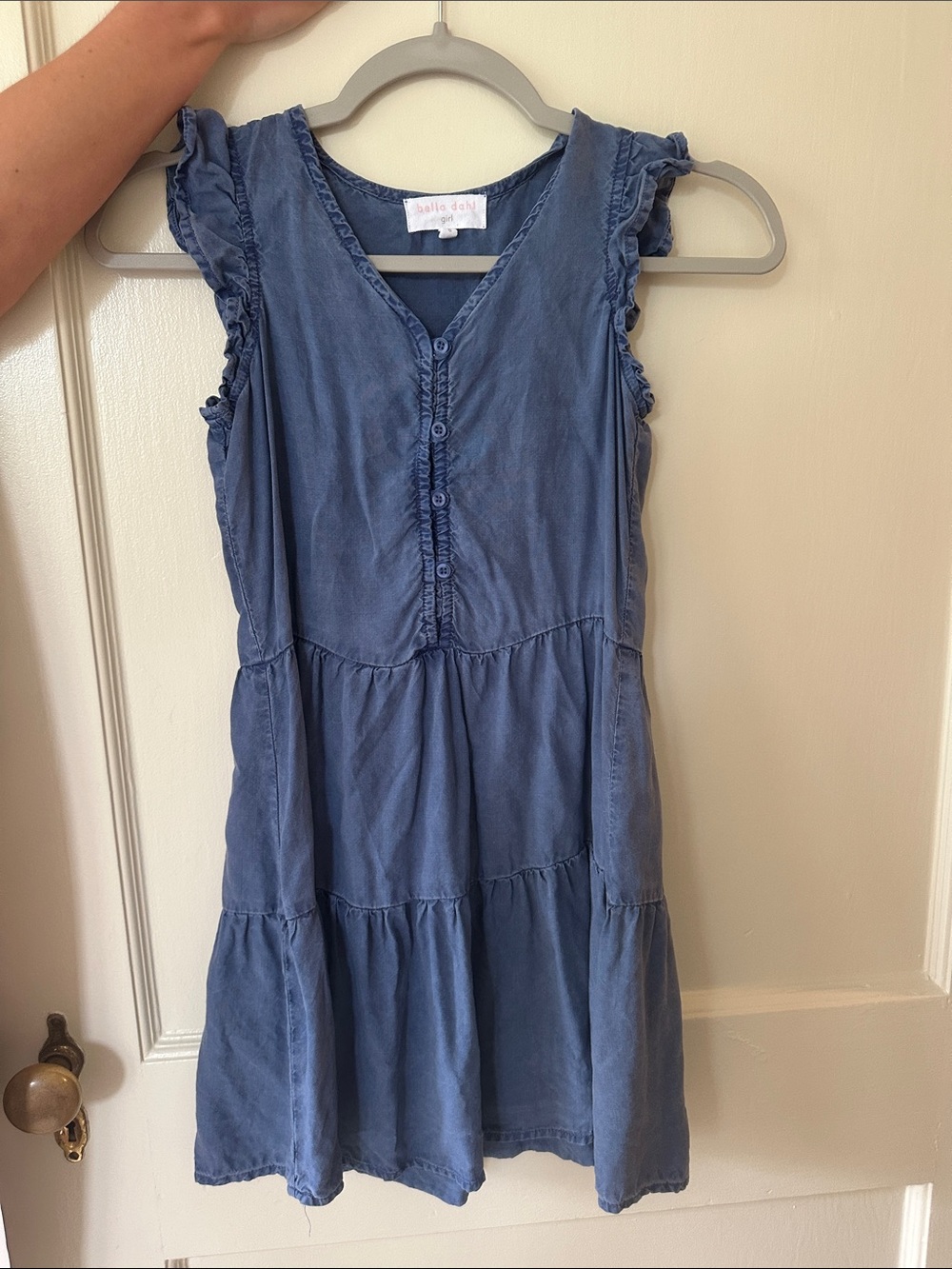 Bella Dahl Blue Ruffle Sleeve Tiered Cotton Dress